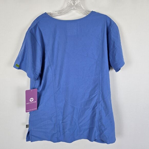 Med Couture Activate 4 Way Stretch Scrub Top Medical Blue - Ceil Women's Size XL - Picture 7 of 12